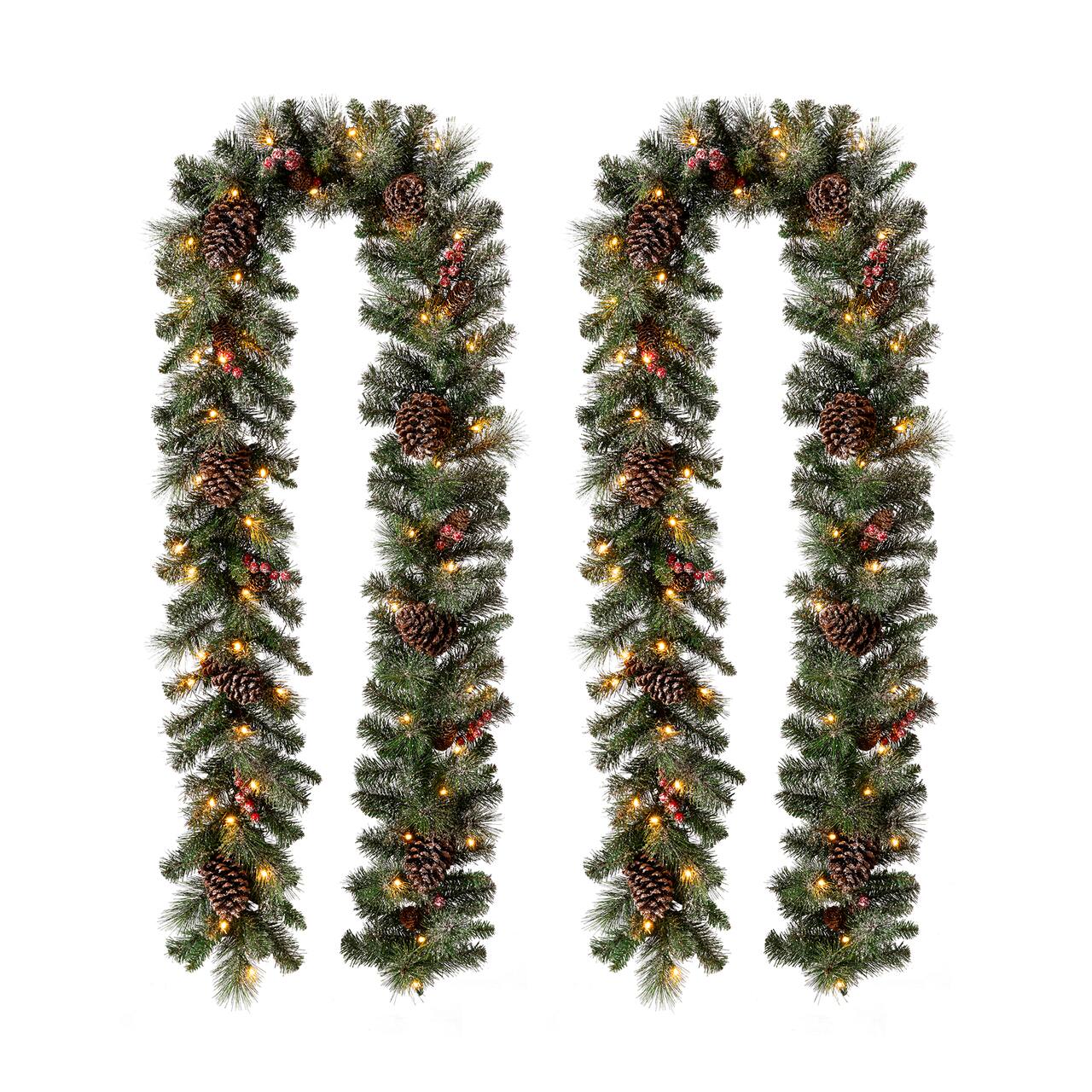Glitzhome® 9ft. LED Glittered Pinecone Christmas Garlands, 2ct.